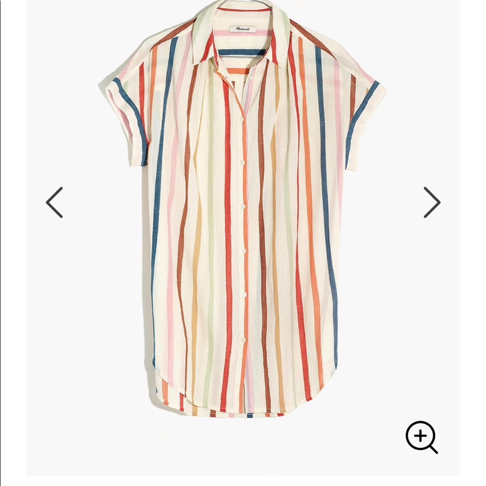 Gauze Central Tunic Shirt in Rainbow Stripe